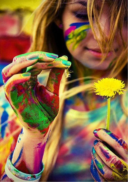 painted hands, wild child, flower child, creative girl, modern art project, art project, art party