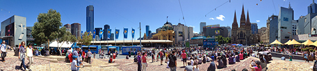 Federation Square in Melbourne Australia, iPhone panoramic photo